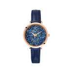 Montre Pierre Lannier femme acier rose cuir bleu - vue 1
