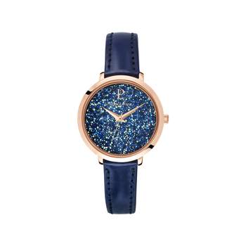 Montre Pierre Lannier femme acier rose cuir bleu
