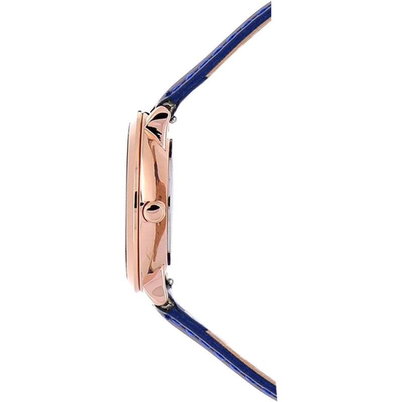 Montre Pierre Lannier femme acier rose cuir bleu - vue 3