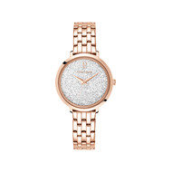 Montre Lannier femme acier rose cristaux blancs