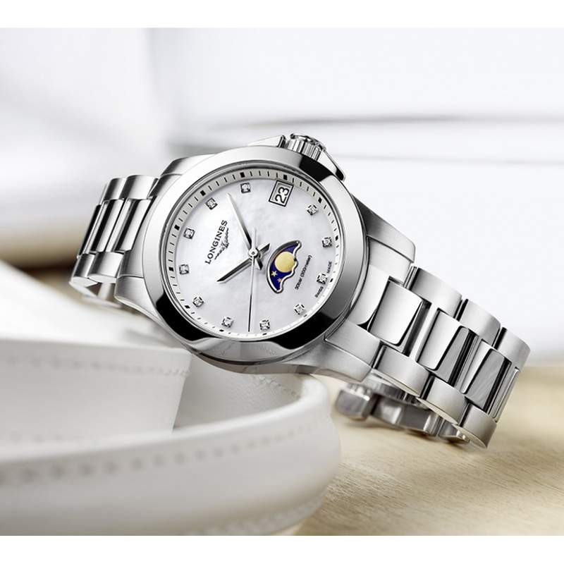 Montre Longines femme acier diamants - vue D1