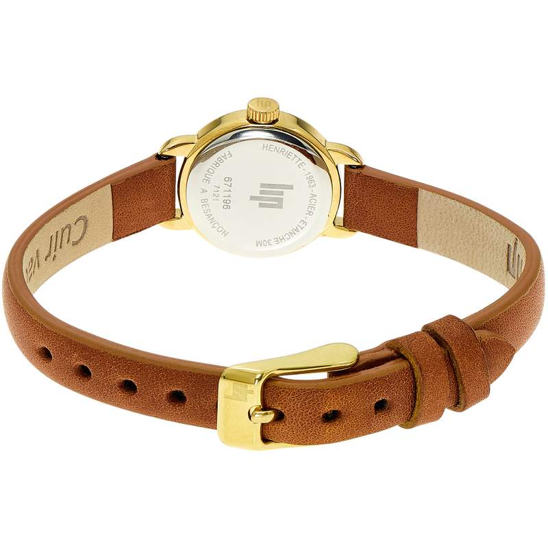 Montre Lip femme acier cuir marron - vue 3