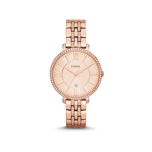 Montre Fossil femme acier doré rose cristaux