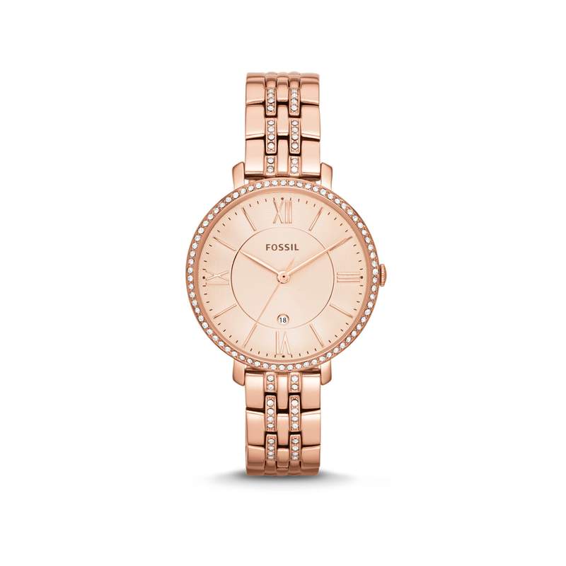 Montre Fossil femme acier doré rose cristaux - vue 1