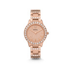 Montre Fossil femme acier doré rose cristaux - vue 1