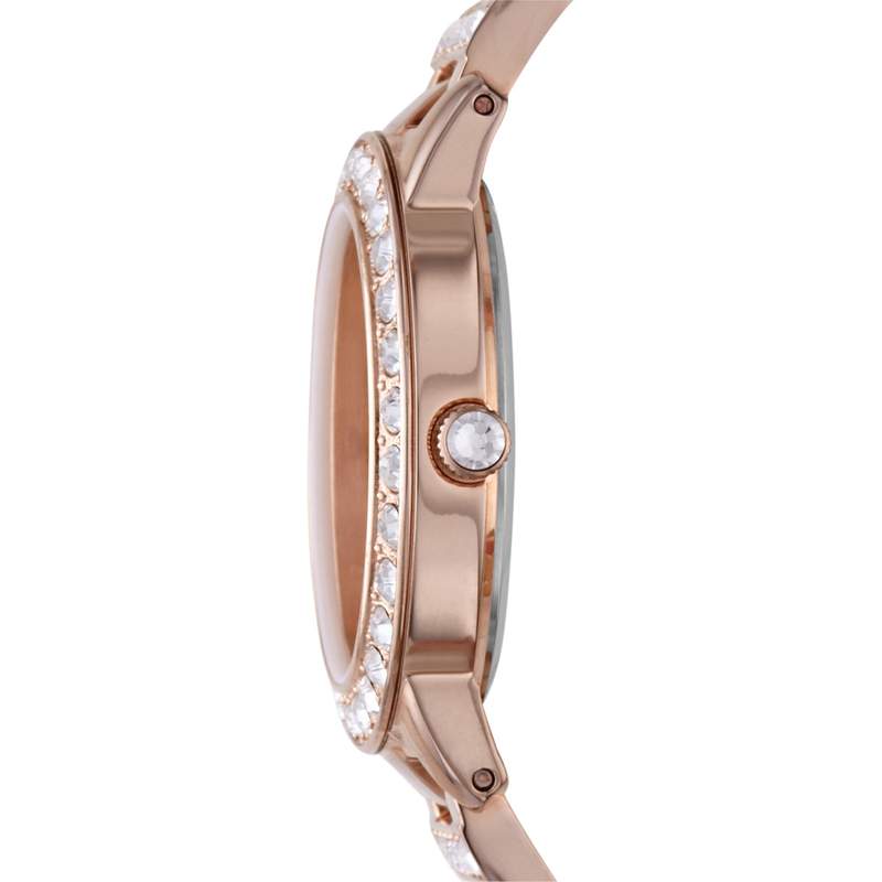 Montre Fossil femme acier doré rose cristaux - vue 3