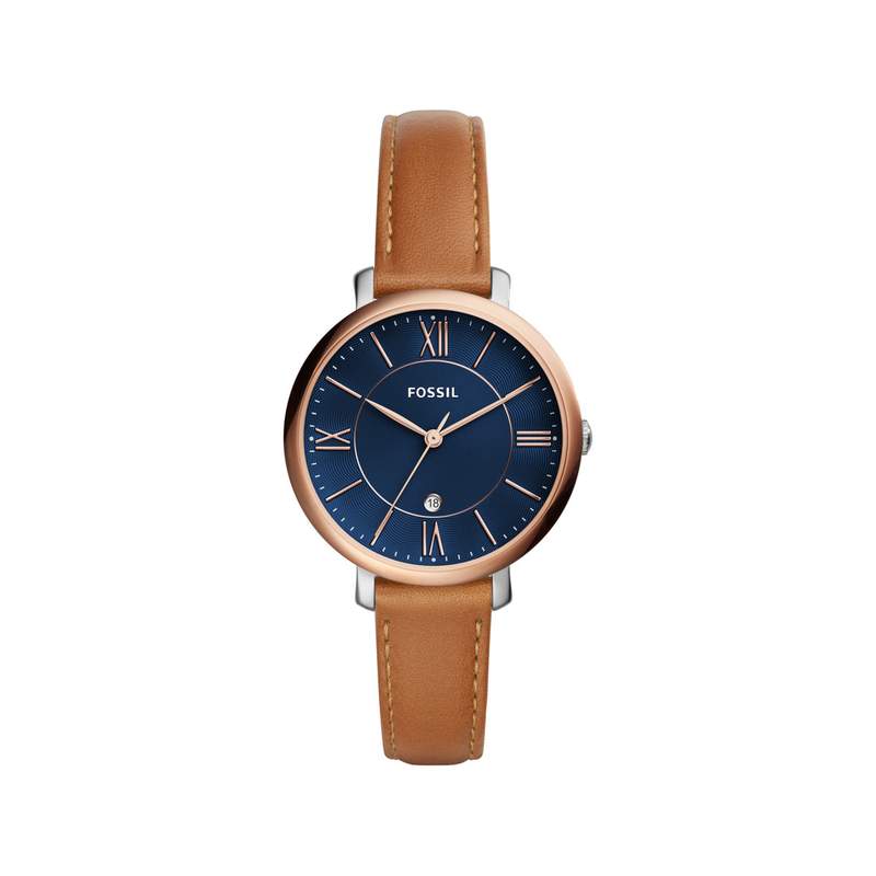 Montre Fossil femme acier cuir marron - vue 1
