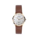 Montre Herbelin City femme acier doré rose bracelet cuir marron - vue 1