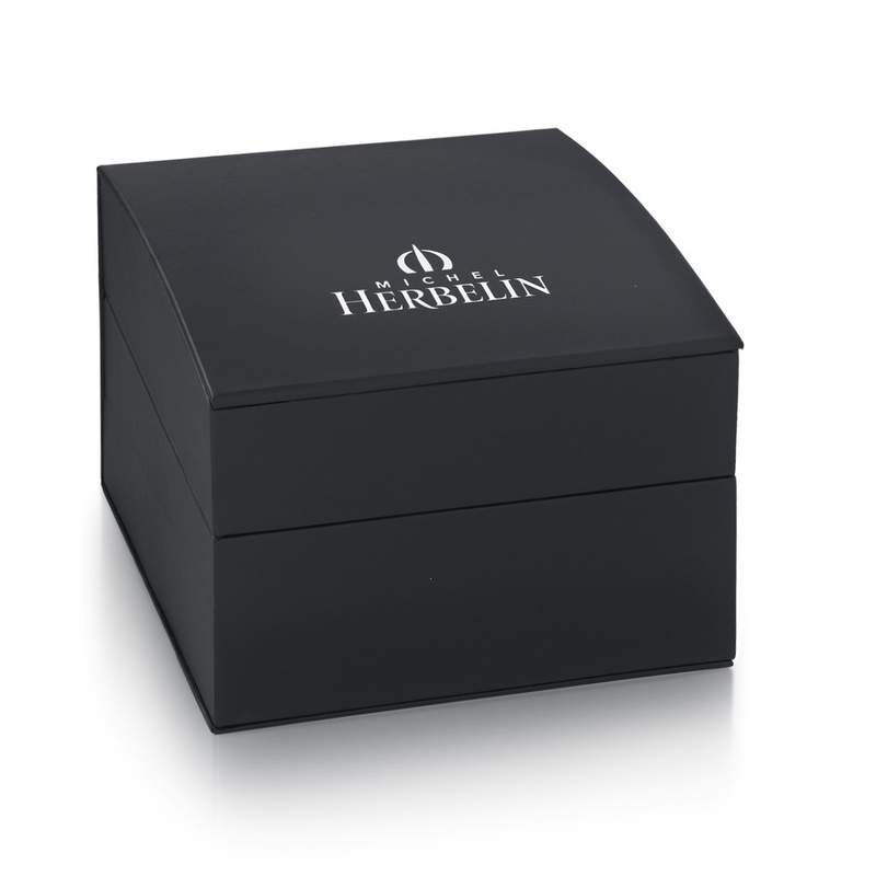 Montre Herbelin City femme acier doré rose bracelet cuir marron - vue E1
