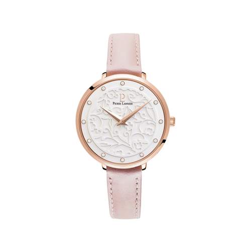 Pierre Lannier stalen horloge in roze leer voor dames