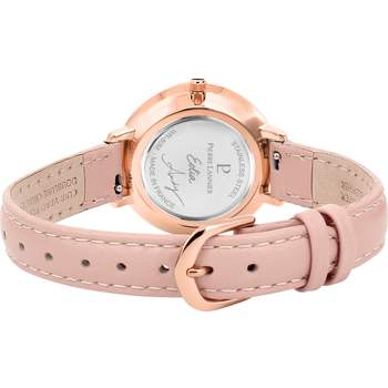 Pierre Lannier stalen horloge in roze leer voor dames