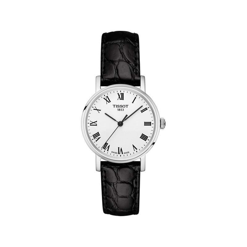Montre Tissot femme acier cuir noir - vue 1