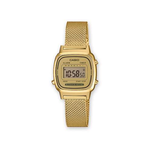 Casio women's digital gold metal Milanese watch