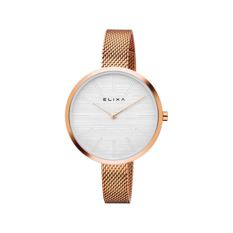 Montre Elixa femme acier rose maille milanaise - vue 1