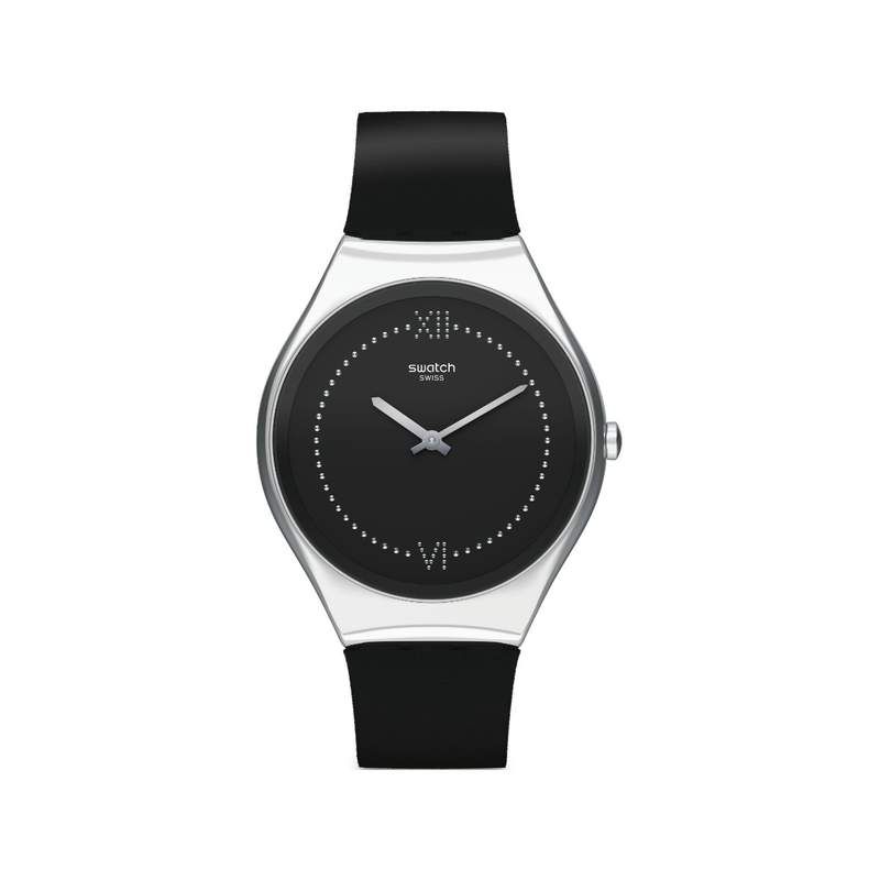Montre Swatch Skinalliage femme acier cuir noir - vue 1