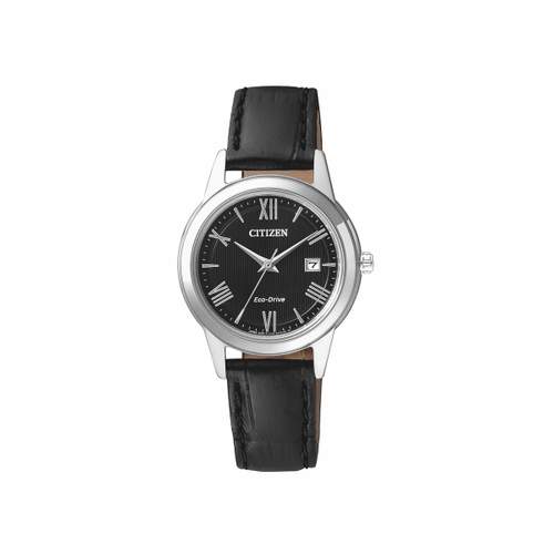 Montre Citizen femme acier cuir noir