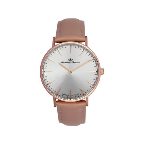 Montre Yonger et Bresson femme acier rose cuir