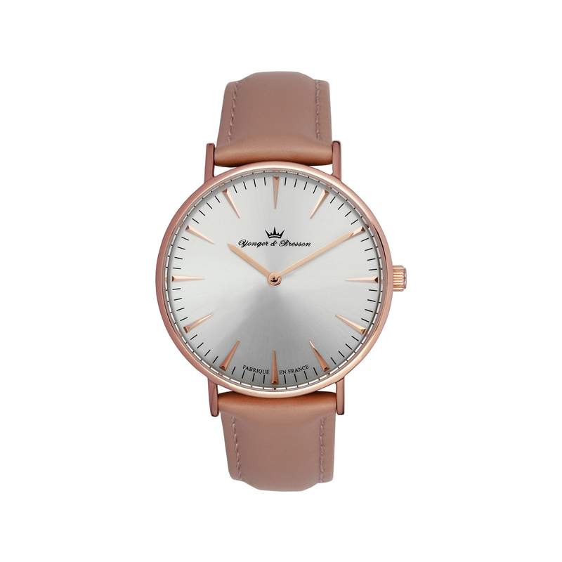 Montre Yonger et Bresson femme acier rose cuir - vue 1