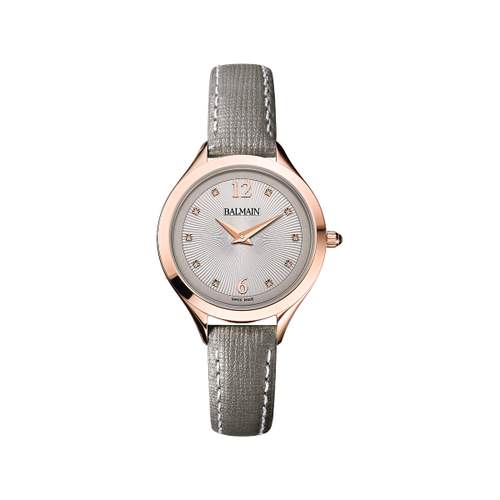 Montre Balmain acier bicolore rose cuir gris
