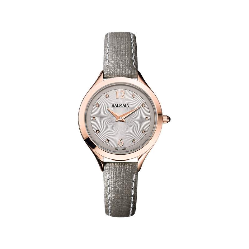Montre Balmain acier bicolore rose cuir gris - vue 1
