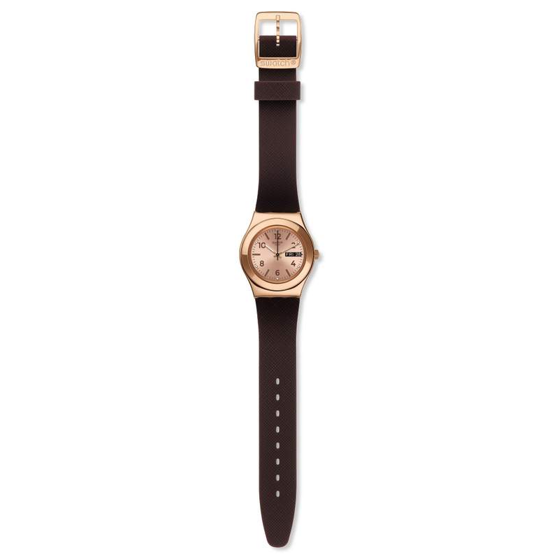 Montre Swatch Brownee femme acier doré silicone - vue D1