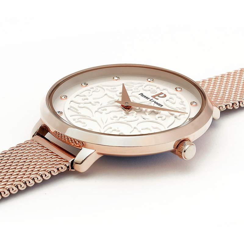 Coffret montre Pierre Lannier femme acier rose - vue D1