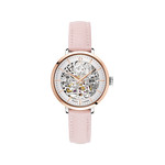 Montre Pierre Lannier femme automatique acier bracelet cuir rose - vue 1