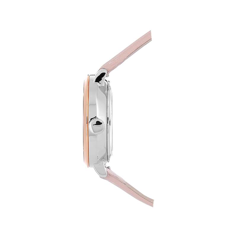 Montre Pierre Lannier femme automatique acier bracelet cuir rose - vue 2