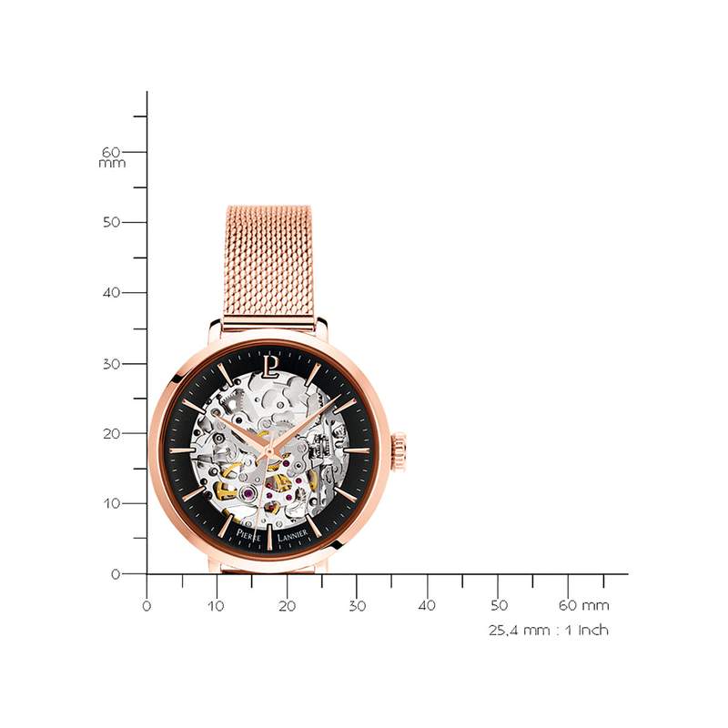 Montre Pierre Lannier femme automatique acier rose - vue D2