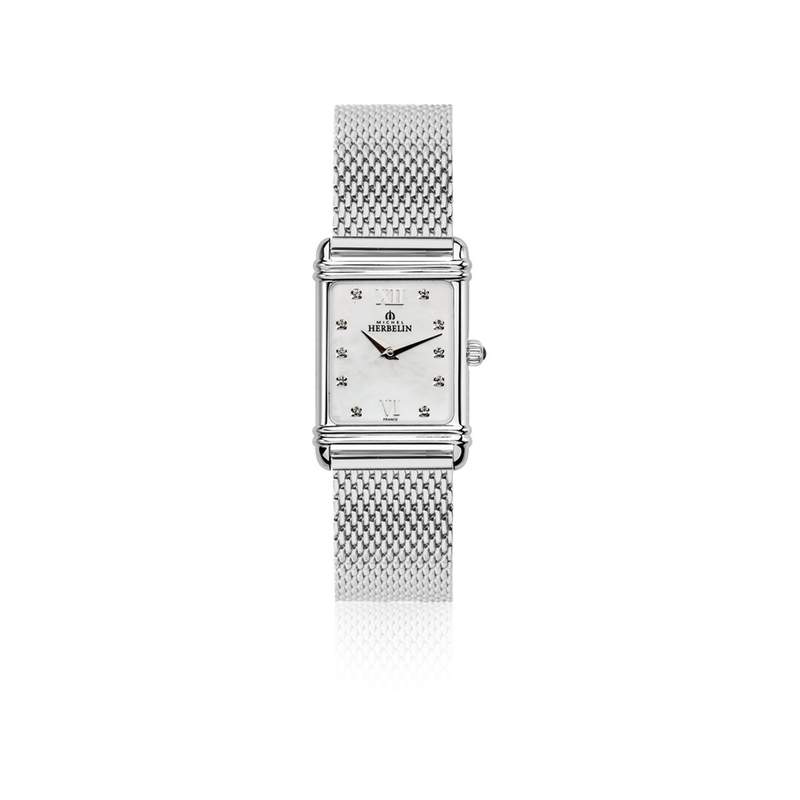 Montre hHerbelin femme acier nacre - vue 1