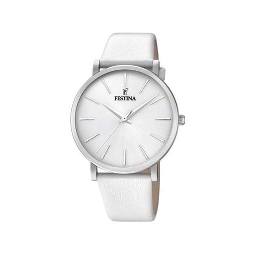 Festina ladies' white leather steel watch