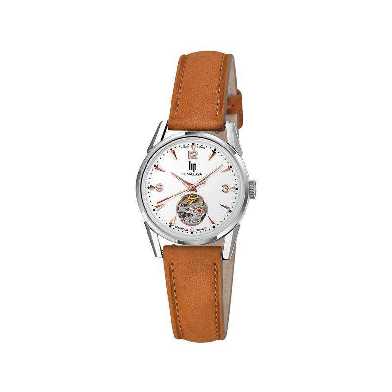 Montre Lip femme acier cuir marron foncé - vue 1