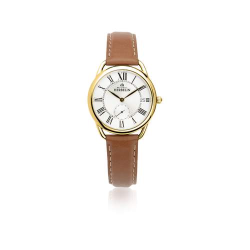 Herbelin ladies' gold-plated steel and leather watch