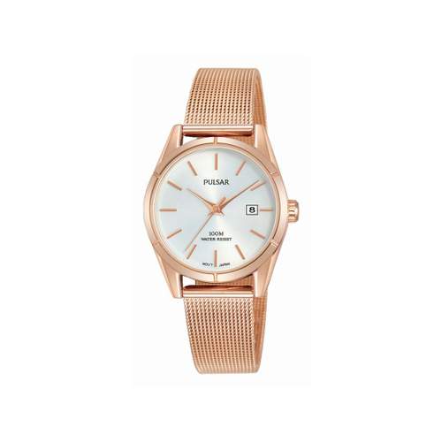 Pulsar women's watch in rose gold-plated steel with Milanese strap