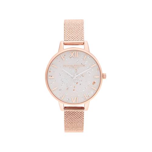 Montre Olivia Burton femme acier rose milanais