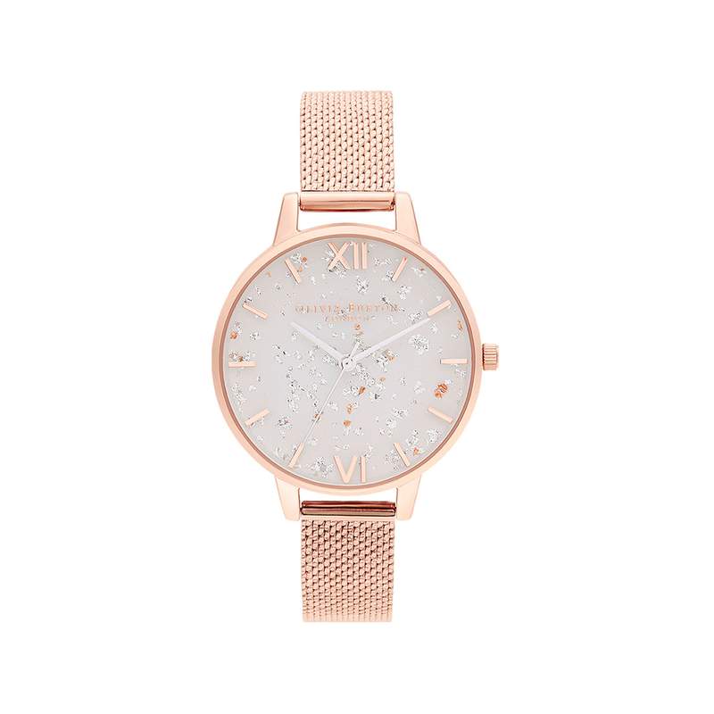 Montre Olivia Burton femme acier rose milanais - vue 1