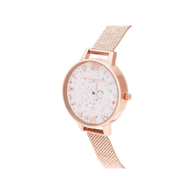 Montre Olivia Burton femme acier rose milanais - vue 2