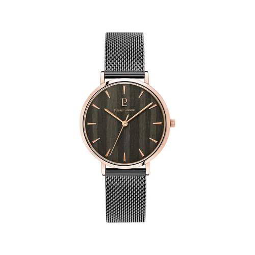 Montre Pierre Lannier femme acier noir milanais