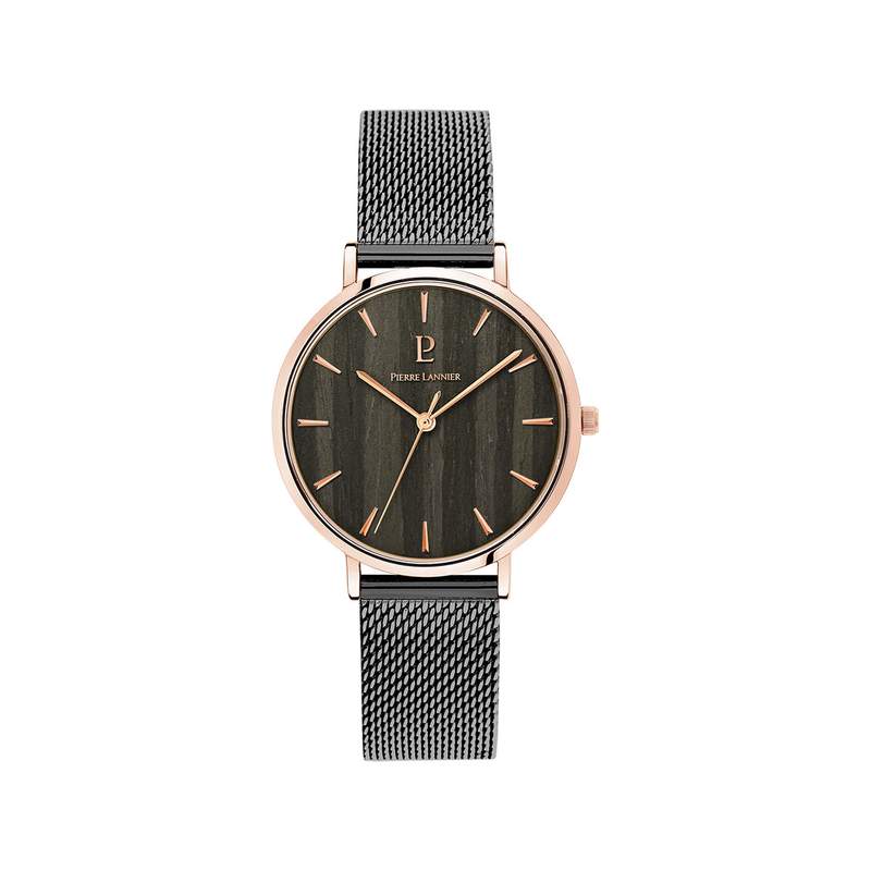 Montre Pierre Lannier femme acier noir milanais - vue 1