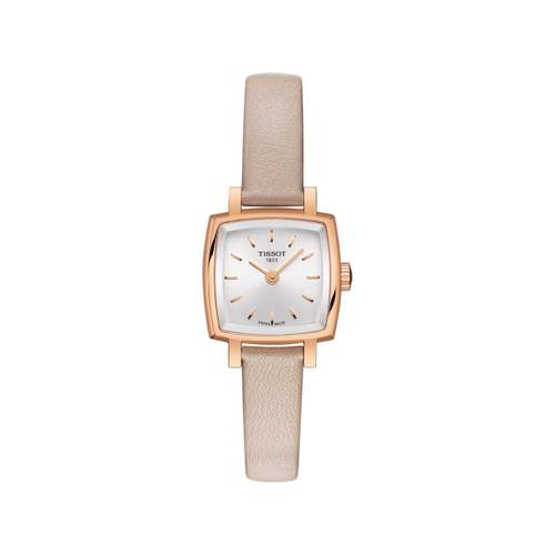 Tissot-dameshorloge van roségoudkleurig staal met roze leren band