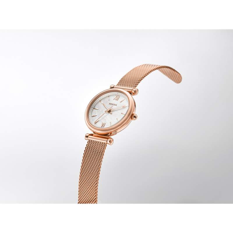Montre Fossil femme acier doré rose milanais - vue D1