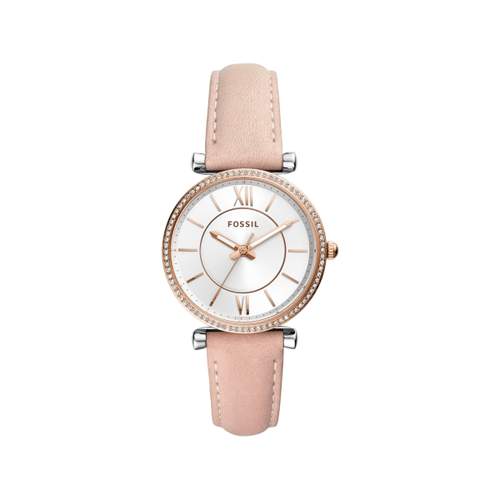 Fossil women's watch steel gold pink leather pink