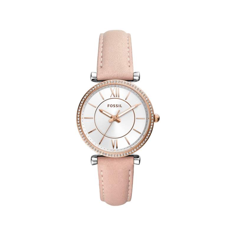 Montre Fossil femme acier doré rose cuir rose - vue 1