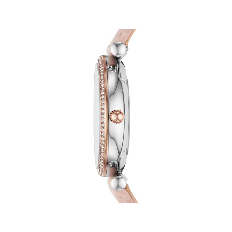 Montre Fossil femme acier doré rose cuir rose - vue 2