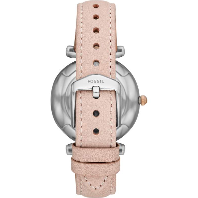 Montre Fossil femme acier doré rose cuir rose - vue 3
