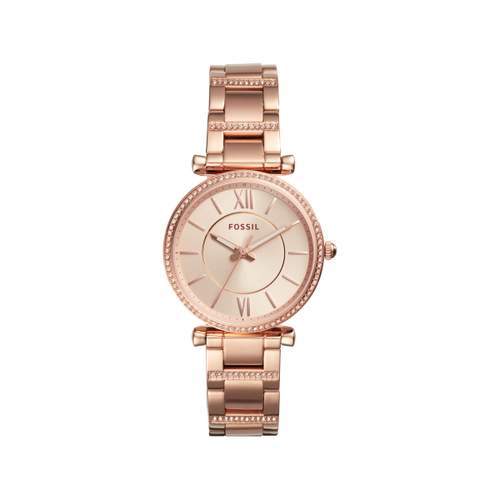 Fossil women's pink gold steel watch