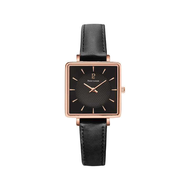 Montre Pierre Lannier femme acier doré rose cuir - vue 1