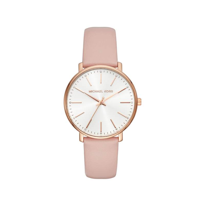 Montre Michael Kors femme acier doré rose cuir - vue 1