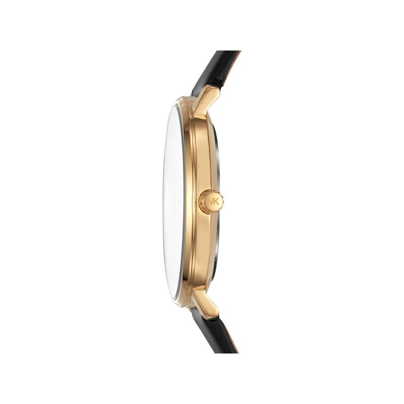 Montre Michael Kors femme acier doré cuir noir - vue 2