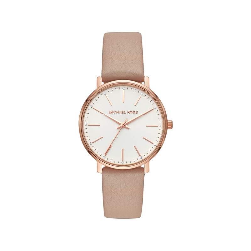 Montre Michael Kors femme acier doré rose cuir - vue 1
